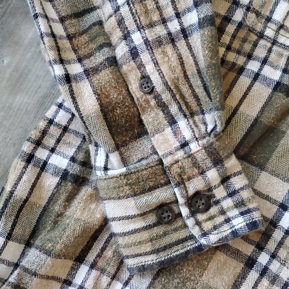 Oversized Upcycled Bleached Flannel Shirt Sz Small - Picture 3 of 5